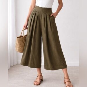 Vintage Olive Green pull on pants gaucho union tag indie boho festival sz 12